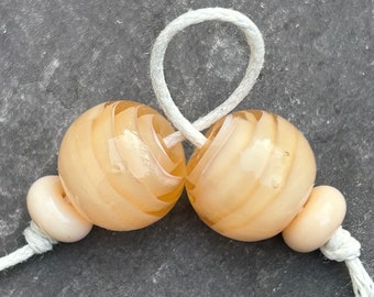 Chai Ragged Ribbon lampwork glass bead pair