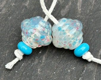 Confetti Pastel ornate lampwork glass bead pair