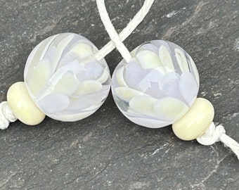 Lilac Lemon Petal Bead pair FHFteam GBUK SRA