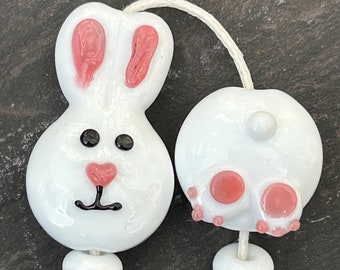 Lampwork Easter Bunny Bead Pair