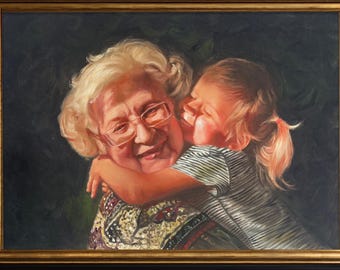 Custom Hand-painted Oil Portrait Painting from Photo Commission Personal Portrait Art on Canvas Gift for Mom Wife Memorial Gifts