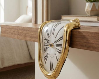 Surreal Melting Wall Clock, Dali Style Distorted Clock, Artistic Wall Decor, Modern Abstract Home Accent