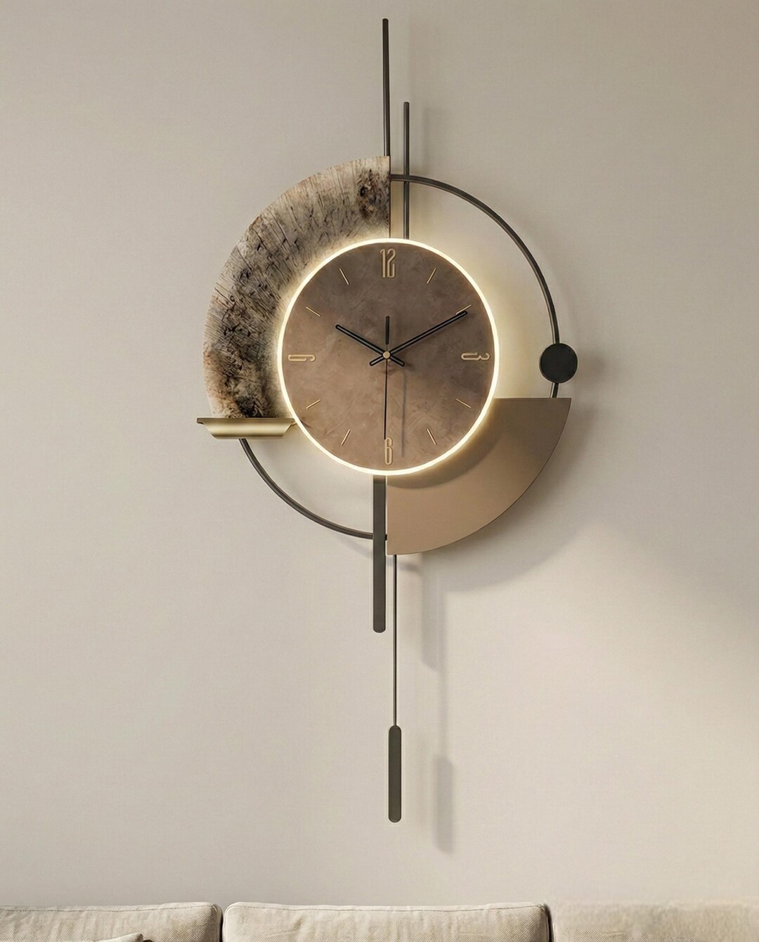 Modern Minimalist Wall Clock With LED Light, Voice Control Wall Clock ...