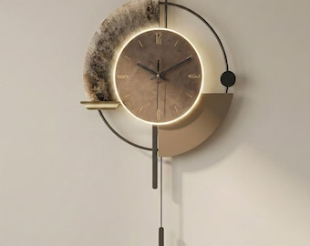 Modern Minimalist Wall Clock with LED Light, Voice Control Wall Clock, Luxury Designer Wall Clock, Contemporary Home Decor