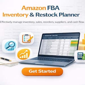 Amazon FBA Bestands- und Nachbestellungsplanung (Tabellenkalkulation) | Lagerbestandsverfolgung | Nachbestellungsrechner | Verkäufer-Dashboard | Excel Google Sheets