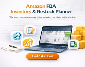 Amazon FBA Inventory Restock Planner | Stock Tracker | Reorder Calculator | Seller Dashboard | Excel Google Sheets
