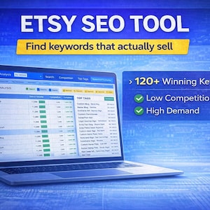 Etsy SEO Tool Spreadsheet | Keyword Research, Tag Generator, Listing Optimizer | Etsy Seller Dashboard | Competitor Analysis