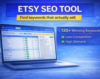 Etsy SEO Spreadsheet Template | Keyword Research, Tag Generator, Listing Optimizer & Seller Dashboard