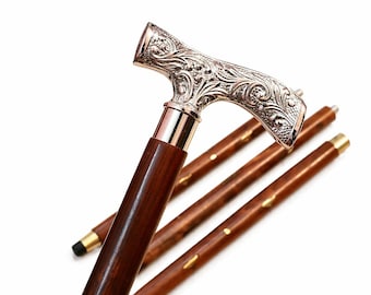 Bastón de madera personalizado, regalo ideal para papá: bastón ajustable de lujo para el Día del Padre. Caja de regalo con mango grabado para hombre.