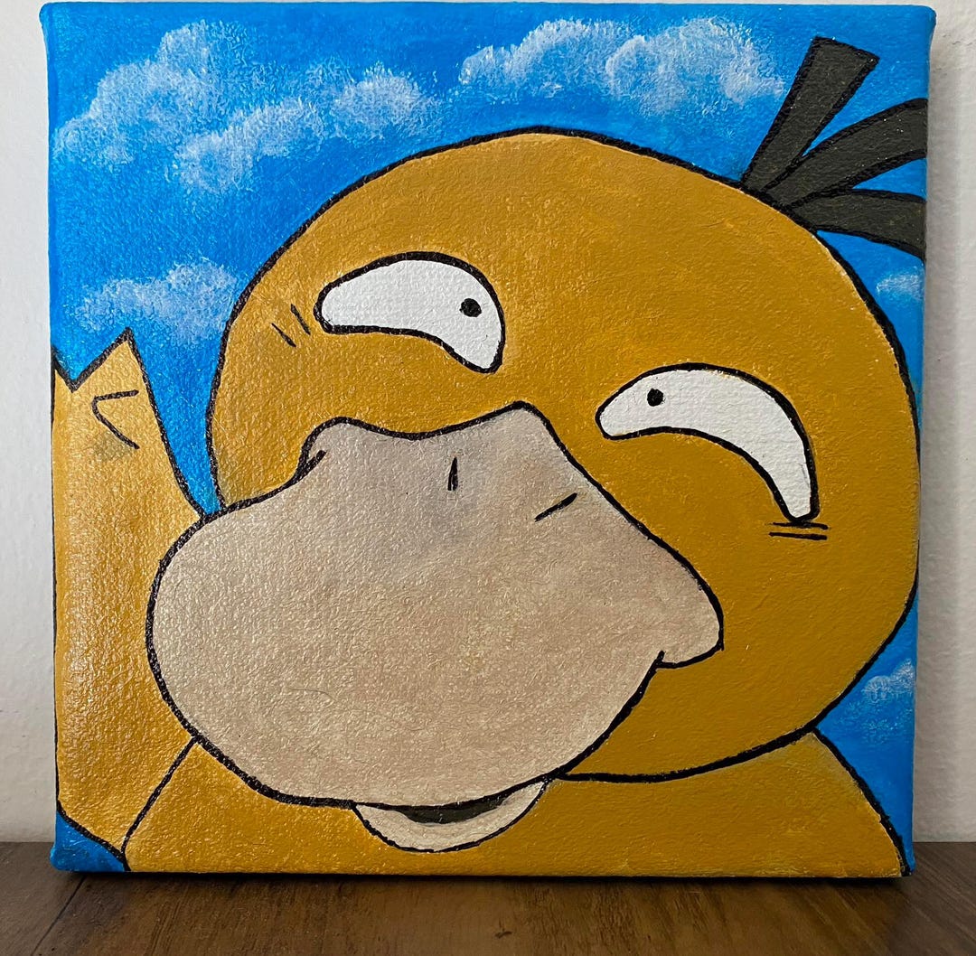 Psyduck Photobomb – Original Acrylic Painting (20x20 Cm) - Etsy