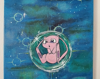 Handgemaakt Mew-schilderij op canvas 30 x 35 met acrylverf