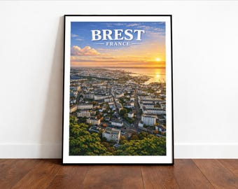 Brest France Travel Print, Minimalist Line Art Wall Art, Brittany Coast Poster (Digital Download)
