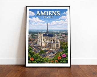 Amiens Travel Print Wall Art, Travel Poster of Amiens, Amiens Art Lovers Gift, Hauts de France Art Gift