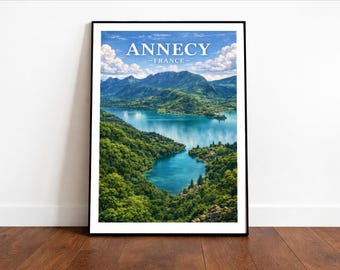 Annecy Travel Print Wall Art, Travel Poster of Annecy, Annecy Art Lovers Gift, French Alps Art Gift