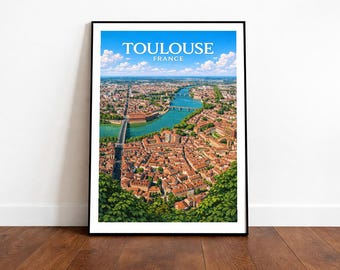 Toulouse France Travel Print, Pink City Garonne River Art (Digital Download)