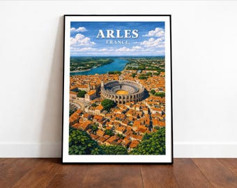 Arles France Travel Print, Roman Amphitheater Line Art Poster (Digital Download)