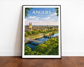 Angers Travel Print Wall Art, Travel Poster of Angers, Angers Art Lovers Gift, Loire Valley Art Gift