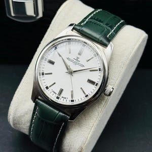 Vintage Jaeger-LeCoultre Club-klocka: Restaurerad schweizisk manuell uppdragning - vit urtavla