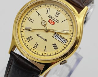 Seiko Chariot QZ Men's Watch Gold Dial Analog Digital H449-5070