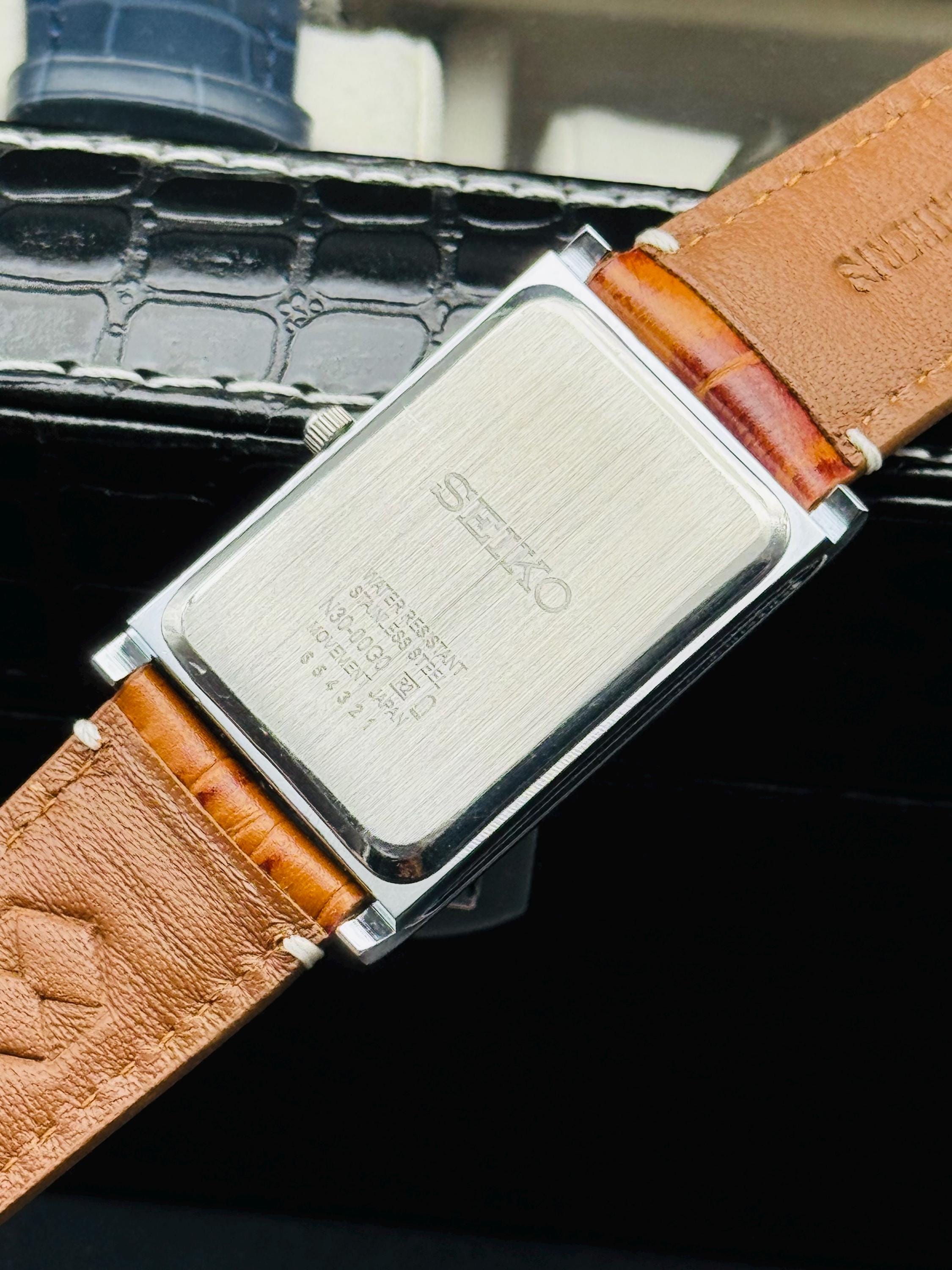 Vintage Seiko Slim Tank Style Quartz Men's Wrist Watch, Rectangle Watch ...