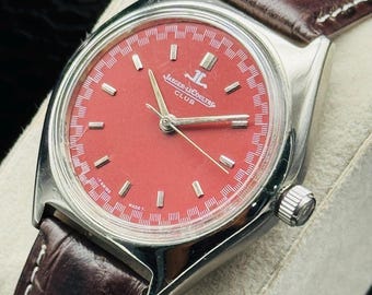 Vintage Jaeger-LeCoultre Club Watch: Restored Swiss Manual Winding-Red Dial