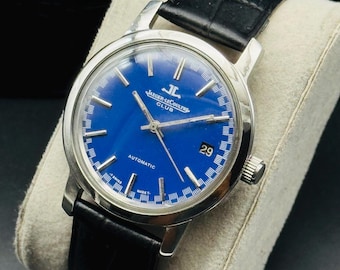 Vintage Jaeger Le-Coultre Club Automatic Watch: Swiss Made, Classic Blue Dial