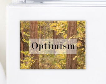 Optimism, Fall Foliage in Yosemite Valley, Inspirational, Fridge Magnet, Encouragement, Kitchen Decor, Birthday Gift Ideas, Small Gifts