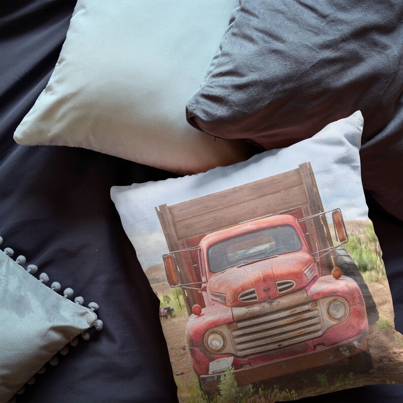 Rustic Red Truck Pillow Case Old Truck Photography Rural Etsy