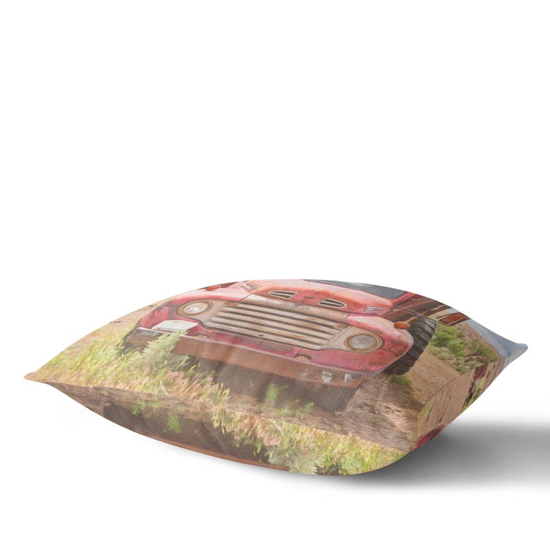 Rustic Red Truck Pillow Case Old Truck Photography, Rural Decay, Rustic