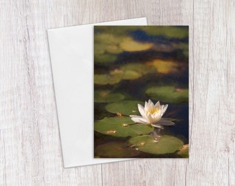 Greeting Cards - Waterlily  - Botanical Stationary - Blank Cards - Any Occasion Card - Printed on Recycled Paper