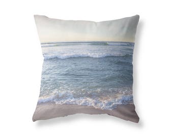 Paysage marin, Océan, THROW PILLOW - Paysage californien, Décor bleu, Oreiller d’été, Beach House