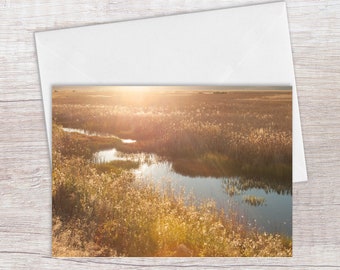 Greeting Cards - Sunrise over Wetlands  - Nevada Landscape, Ruby Lake - Blank Cards - Any Occasion Card