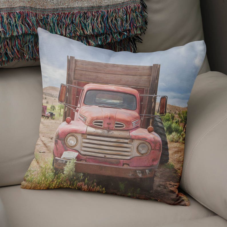 Rustic Red Truck Pillow Case Old Truck Photography Rural Etsy