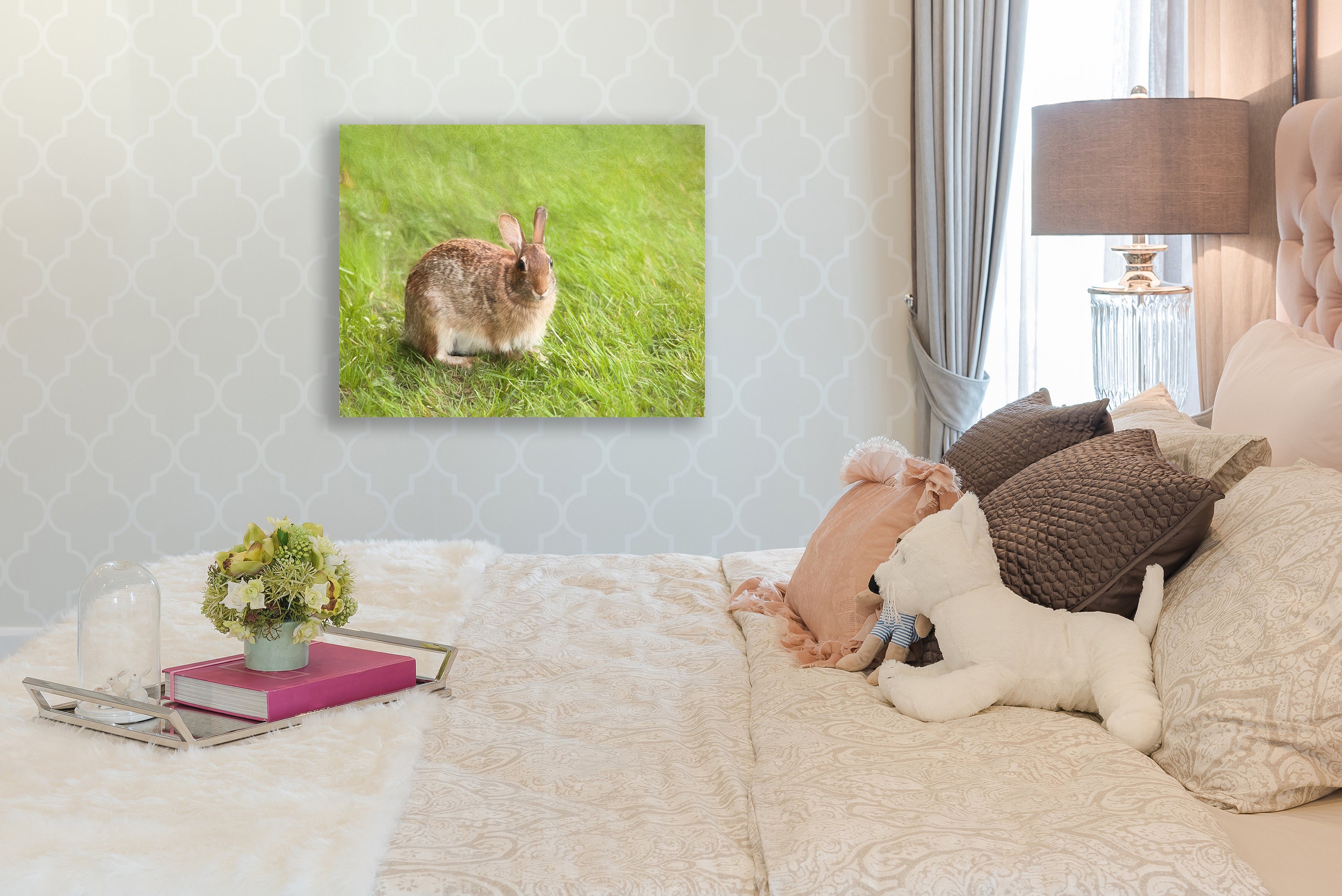 Bunny Rabbit Wall Art, Canvas or Metal Print, for Children's Room or