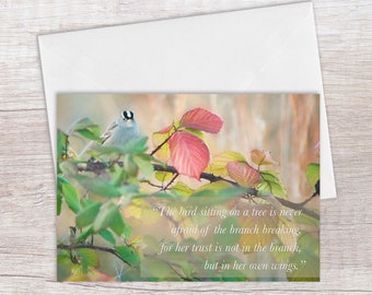 Greeting Cards - Card for Her - In Her Own Wings, Bird Photography, Blank Cards - Inspirational, You Can Do It