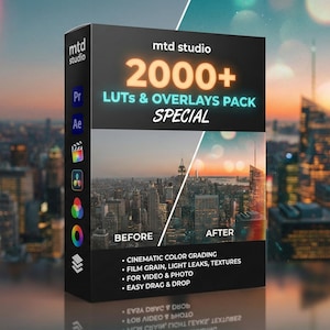 2000+ Cinematic LUTs and Overlays Bundle | Pro Color Grading