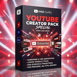 YouTube Creator Pack | Mallar för Premiere Pro och After Effects (digital nedladdning)
