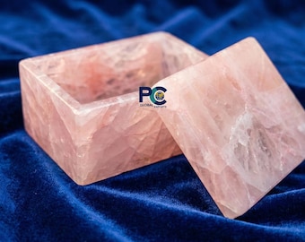 Coffret de rangement en cristal de quartz rose | Coffret cadeau de luxe en pierre précieuse fait main