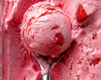 Receta de helado vegano de fresa, cremoso helado de frutas, postre casero de verano (descarga digital)