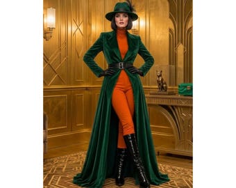 Women’s Velvet Long Coat, Gothic Victorian Duster, Vintage Steampunk Jacket, Elegant Formal Evening Coat, Custom Made