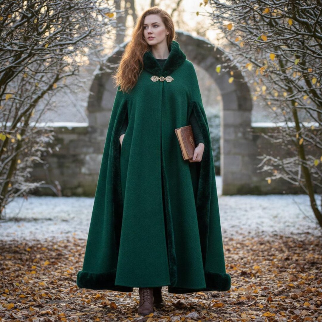 Hooded Wool Cloak | Medieval Fantasy Cape With Clasp - Etsy