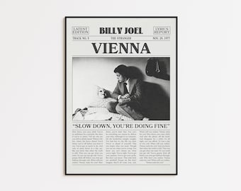 Stampa di giornale retrò di Billy Joel, poster di Vienna, stampa dei testi di Vienna, poster di Billy Joel, poster di The Stranger V4