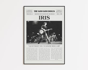 Goo Goo Dolls Retro Newspaper Print, Iris Poster, Lyric Print, City of Angels Music from the Motion Picture Poster, Goo Goo Dolls Poster