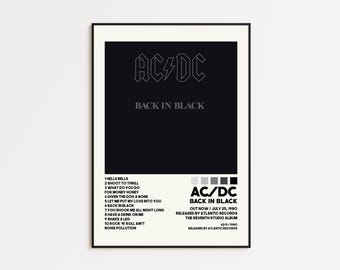 AC/DC Posters / Back in Black Poster, Album Cover Poster, Poster Print Wall Art, Boston Album Cover, AC/Dc, Back in Black, Rock Band