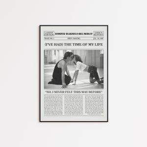 Jennifer Warnes och Bill Medley Retro tidningstryck, (Jag har haft) The Time of My Life-affisch, Sångtexttryck, Dirty Dancing-affisch