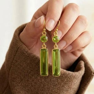 Handgjorda Peridot-örhängen, förgyllt sterlingsilver, smycken med August Birthstone
