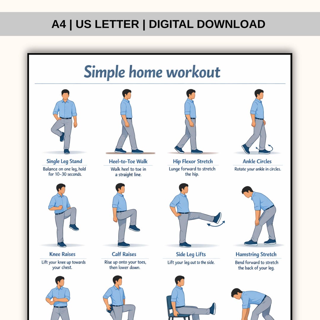 Simple Home Workout Printable, Home Workout Poster, Home Workout Plan ...
