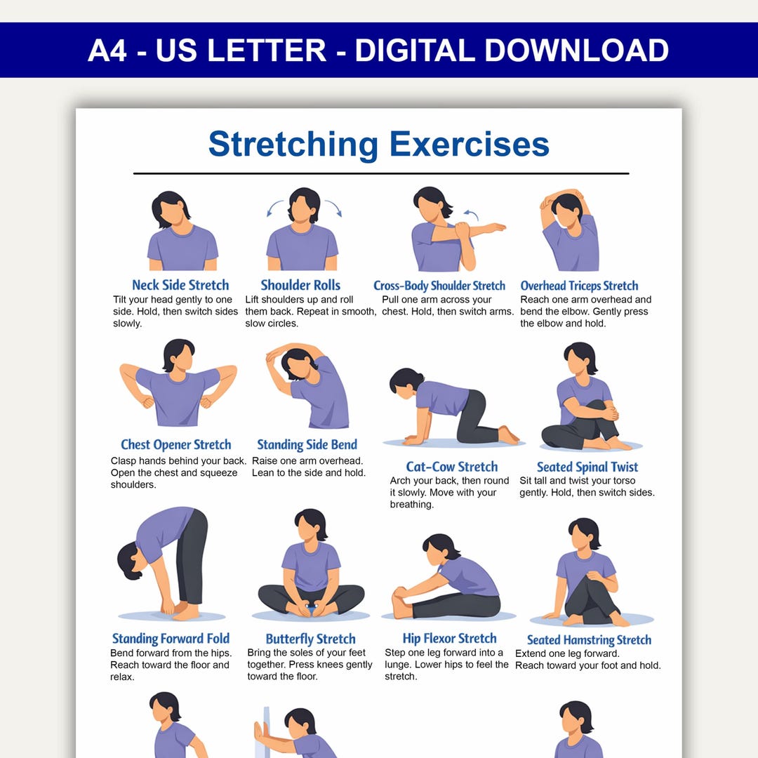 Stretch Plan Stretching Exercises, Body Stretch Exercises, Stretching Workout Poster ...