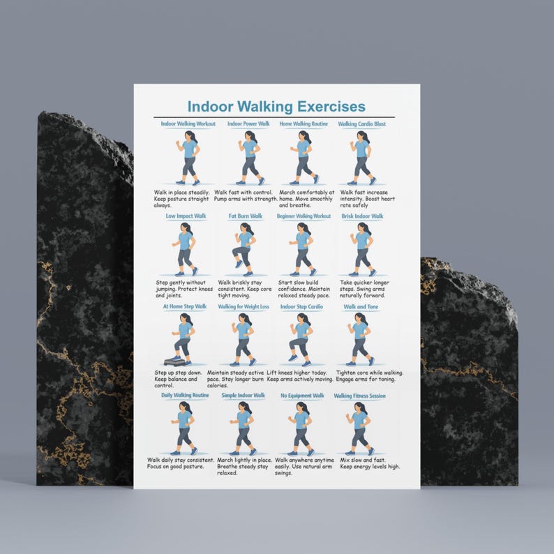 Simiple Walking Routine Walking Exercises Chart, Indoor Walking Exercise Plan, Walking Workout ...