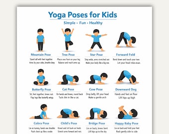 Printable Yoga Poses Poster for Kids, Yoga Poses for Kids, Printable Yoga Poses Kids Yoga Poster, Printable Yoga Exercises, Yoga for Kids